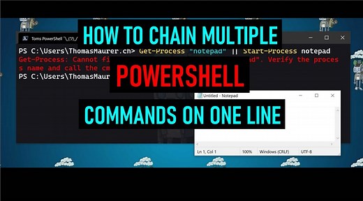 Como encadear vários comandos do PowerShell em uma linha