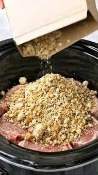 Slow Cooker Stuffing Pork Chops Full Recipe In Description #easycooking #crockpotcooking