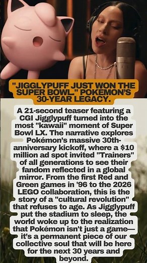 Pokémon’s ICONIC Super Bowl LX Commercial! ⚡ #Pokemon30 #jigglypuff