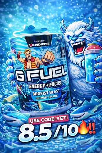 Trying out GFuel Brofist Blast (Gummy Shark) and dropping an 8.5/10 on the Yeti scale ❄️ #Sugaredyeti #GfuelEnergy #Freeknation #BrofistBlast #GummyShark @G FUEL Energy @GFUEL Gaming