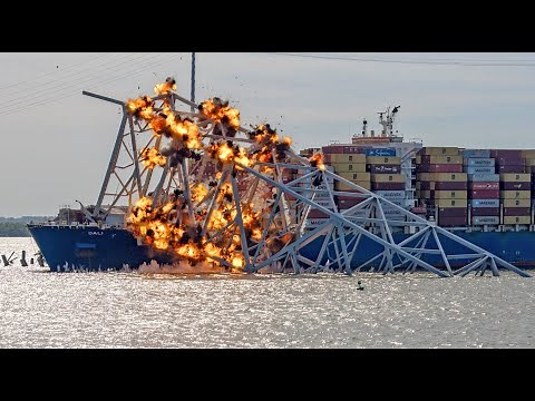 EXPLOSIVES DEMOLITION | Francis Scott Key Bridge Collapse Truss Separation