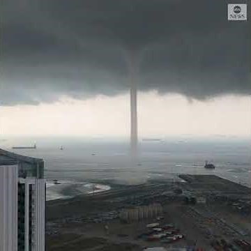 Massive waterspout looms off Singapore coast