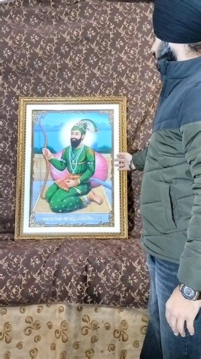 Guru Gobind Singh ji Hazur Sahib swaroop 🙏🏻Golden ( Embossed ) work 😇Antique frame and Border 🥰