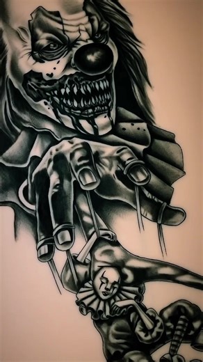 4th Tattoo Practice: Realism Clown Tattoo Design