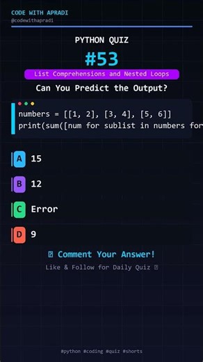 Python Quiz: Crush List Comprehensions & Nested Loops! #shorts #python #coding