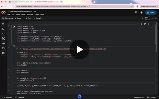 #internpe #machinelearning #diabetesprediction #python #datascience #mlinternship #firsttask #learning | Dermika S A