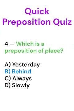 Quick Preposition Quiz #EnglishGrammar