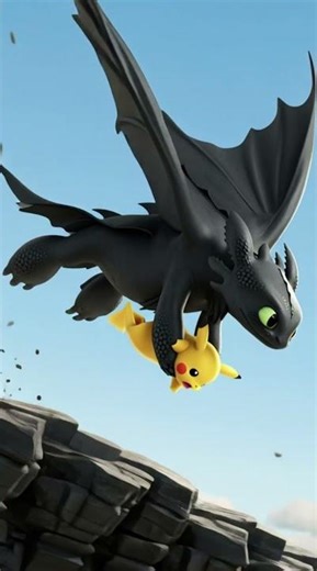 Pikachu Falls Off the Cliff… Toothless Makes an Impossible❤️#shorts #story