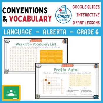 Grade 6 - Conventions & Vocabulary - Google Lesson Slides - Alberta Language ELA