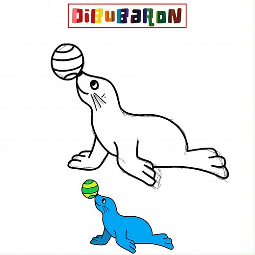 como dibujar una foca | Dibujos fáciles | DibuBaron