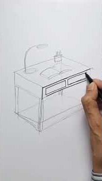 How to draw a desk or study table in 2 point perspective easy step by step for beginners sketch