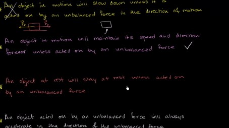 Unbalanced forces and motion