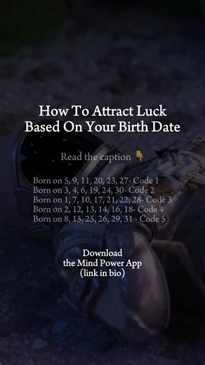 Code 1️⃣ Your luck activates through movement, bold choices, and saying “yes” to opportunities. You’re the type who gets lucky after you take the first step — the Universe rewards your courage instantly. The more you follow your impulses and trust your instincts, the faster blessings show up for you. 👉 Download the Mind Power App (link in bio) to amplify your action-based luck frequency. Code 2️⃣ Your luck comes through harmony, beauty, and emotional balance. When your inner world is calm, life
