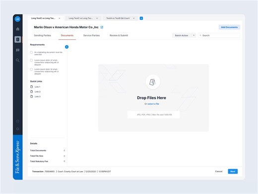 Legal E-filing Solution Document Upload