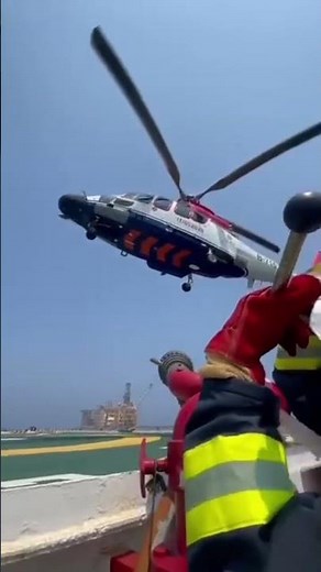 helicopter landing on offshore platform