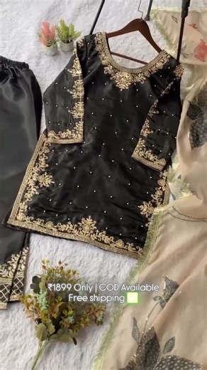 Heritage Creations 🦋 on Instagram: "___✨ EID 🌙 EXCLUSIVE AND TRENDY FOR WEDDING SEASON OUR CORDING WITH SEQUENCE EMBROIDERY AND BEADS WORKED TOP, PLAZZO AND DUPATTA IN GMY SILK ✨___ *NEW COLOUR ADD 🖤🤍♥️* *CODE :- LG-2060* *FABRIC DETAILS:* *TOP:* -🪭FABRIC :GMY SILK -🧵WORK: CORDING WITH SEQUENCE EMBROIDERY - BEADS WORK FRONT AND BACK BOTH SIDE -INNER : MICRO -HEIGHT : 36”INCH 👗*SIZE : M(38), L(40), XL(42), XXL(44)* *PLAZZO :* -🪭FABRICS : GMY SILK -🧵WORK: CORDING WITH SEQUENCE EMBROIDERY 