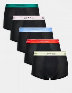 Calvin Klein Pride 5 pack low rise trunks in black and multi colour waistbands | ASOS