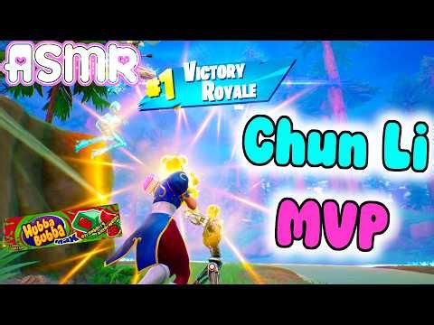 ASMR 🍀 Fortnite Chun Li MVP Relaxing Gum Chewing + Controller Sounds Whispering 🎧