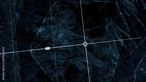 Drone Forest Surface Landscape Scan Searching For Surveillance Mission Target. High Tech Drone Device Scans Landscape. Drone Landscape Scanning Software Monitor Interface. Spy Control Panel