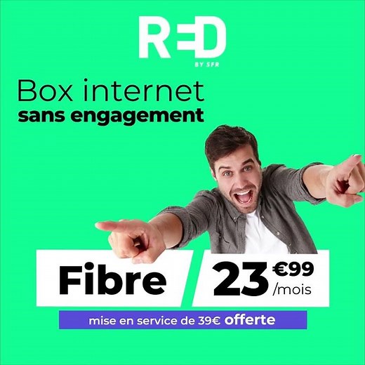 RED by SFR - Abonnement Fibre sans engagement à 23,99 euros par mois