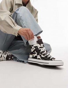 Converse Chuck Taylor All Star Hi trainers in cow print | ASOS