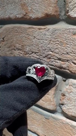 Heart Shaped Ruby and Diamonds Jewelry Set Engagement Custom Ring #ruby #rubyring #engagementring