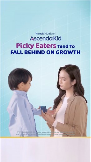Dealing with a picky eater? Make sure your child won't fall behind on growth! Give him Wyeth ASCENDA® Kid with Growth Plus Advantage, clinically proven to help deliver Faster Height Growth in as early as 3 weeks (vs. leading Premium 3 brand. Study conducted among toddlers. 2 servings per day together with a healthy lifestyle and a balanced diet). Your kid’s growth today, his advantage tomorrow! Unleash the #AscendaEffect NOW! (Together with dietary counseling, healthy lifestyle, and balanced die