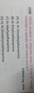 (108) Which product is obtained when 2 mole of methyl chloride ... | Filo