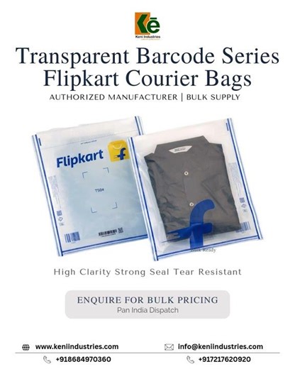 Transparent Flipkart Courier Bags | Barcode Series | Secure Ecommerce Packaging #ecommercepackaging