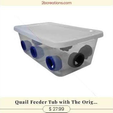 Quail Feeder Tub with The Original Quail Feed Saver Ports by 2B Creations. Made in USA