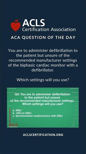 Question of the Day | ACLS Megacode 5 Challenge #3 | ACLS Certification Association #usashorts