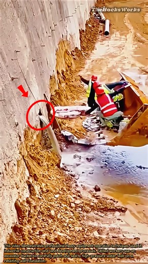 HowOperatorsSealWaterLeaks Instantly#heavyequipment #machinery #excavator #engineering #construction
