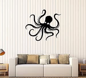 Vinyl Wall Decal Octopus Tentacles Marine Animal Sea Decor Stickers (249ig) Black