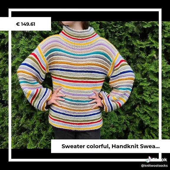 🌈 Wrap yourself in warmth and vibrant colors! This gorgeous handknit sweater is not just a piece of clothing; it's a cozy hug made with love. 💖 Each stripe tells a story, perfect for anyone seeking a unique gift that stands out this season. Treat yourself or someone special to this one-of-a-kind gem for only €149.61! 🎁✨ #HandknitSweater #WoolLovers #UniqueGift #FashionInspo #CozyVibes #ColorfulFashion #StripedSweater #HandmadeStyle #GiftIdeas #FallFashion Shop Now https://www.etsy.com/listing