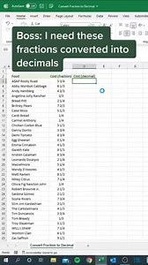 Convert fraction to decimal in excel #exceltips #exceltricks #exceltraining #exceltutorial #GoogleTV | LEARN MORE | Facebook