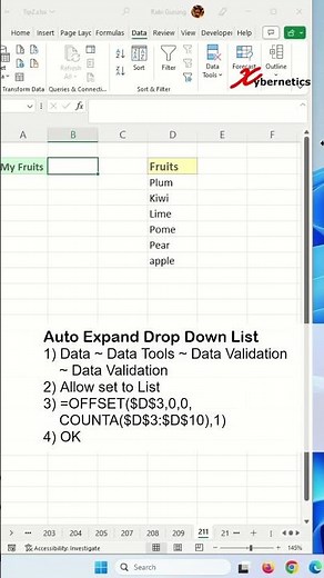 Auto Expand Drop Down List In Excel - Excel Tips and Tricks #shorts