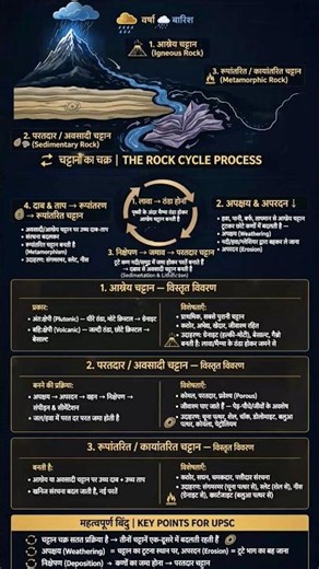 चट्टानों का चक्र पूरा समझो 5 मिनट में 🔥 | Rock Cycle Full Chapter | Geography UPSC