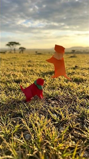 Sleepy Origami Lion in the Grass 🦁 | Paper Craft Animation