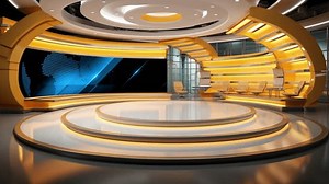 Tv studio. News room. Studio Background. Newsroom bakground. Backdrop for any green screen or chroma key video production. Loop. 3D rendering.