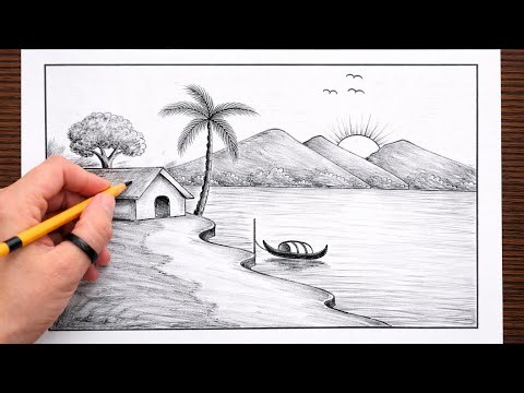 Simple Scenery Drawing | Easy Nature Drawing Step-by-Step | Landscape Drawing for Beginners