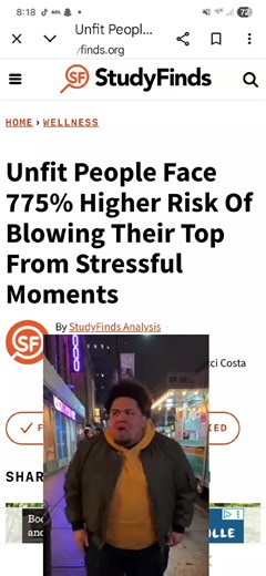 People with below-average cardiorespiratory fitness face a far higher risk of experiencing severe anxiety spikes when exposed to stressful situations compared to those with above-average fitness Less-fit individuals showed significantly larger increases in both anxiety and anger when confronted with disturbing images, suggesting fitness acts as emotional armor against daily stressors #fat #angry