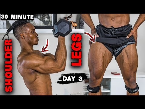 30 MINUTE SHOULDER AND LEG WORKOUT AT HOME (DUMBBELLS ONLY!) - DAY 3