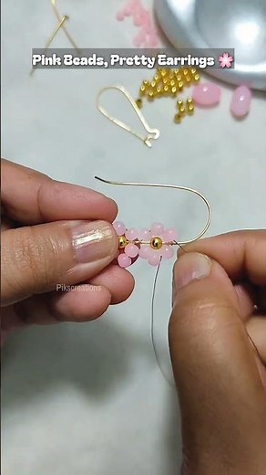 DIY Pink Beaded Drop Earrings | Easy Handmade Earrings Tutorial #earrings #shorts #pikscreations
