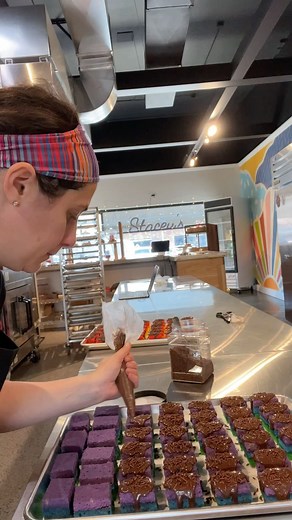 Rainbow cookies — traditional Italian treats, just dressed up a bit 💅 They're my absolute favorite, and word is definitely getting out... these little layers of almondy, chocolatey goodness are so good it’s getting hard to keep them in stock! Oh, and it just so happens to be my birthday 🎉🎂— so you know I’ll be celebrating with a few of these! 💖🌈 #RainbowCookies #ItalianClassics #BakeryFavorites #LayersOfLove #BirthdayTreats #staceystotallybaked | Stacey's Totally Baked