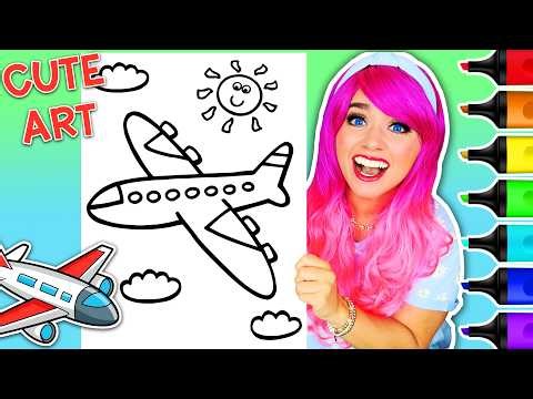 Coloring an Airplane ✈️ | Cute & Satisfying Coloring Page + Ohuhu Art Markers