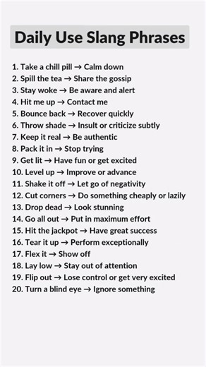 Daily Use Slang Phrases #advanceenglish #advancevocab #spokenenglish #subscribe #virakshorts