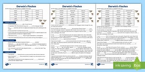 Darwin's Finches Differentiated Cloze Activity Sheets