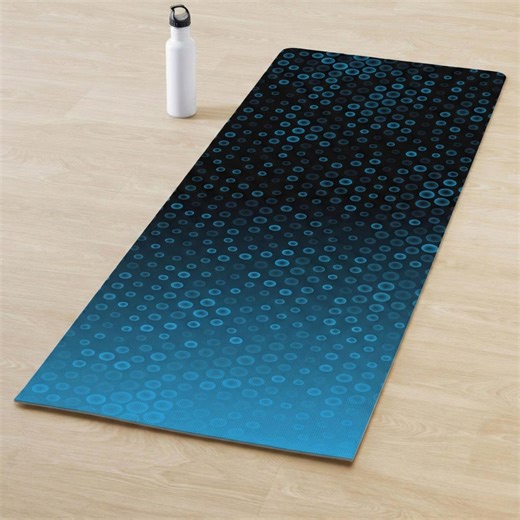 Blue Gradient Halftone Yoga Mat With Strap - Modern Geometric Dots - Non Slip Suede Exercise Mat - Abstract Cyan Decor - Tech Minimalist Pad - Etsy
