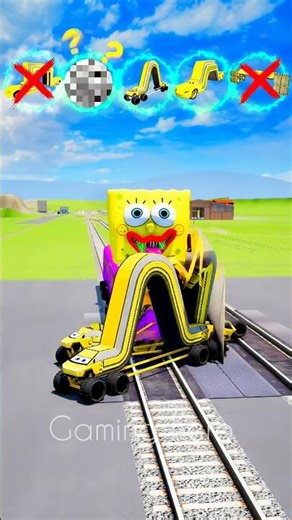 Monster school bus 🚌 VS monster smiley face train #shortfeed #automobile #beamngrao