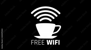 Free Wifi Icon on Coffee Glass for Cafe Animation